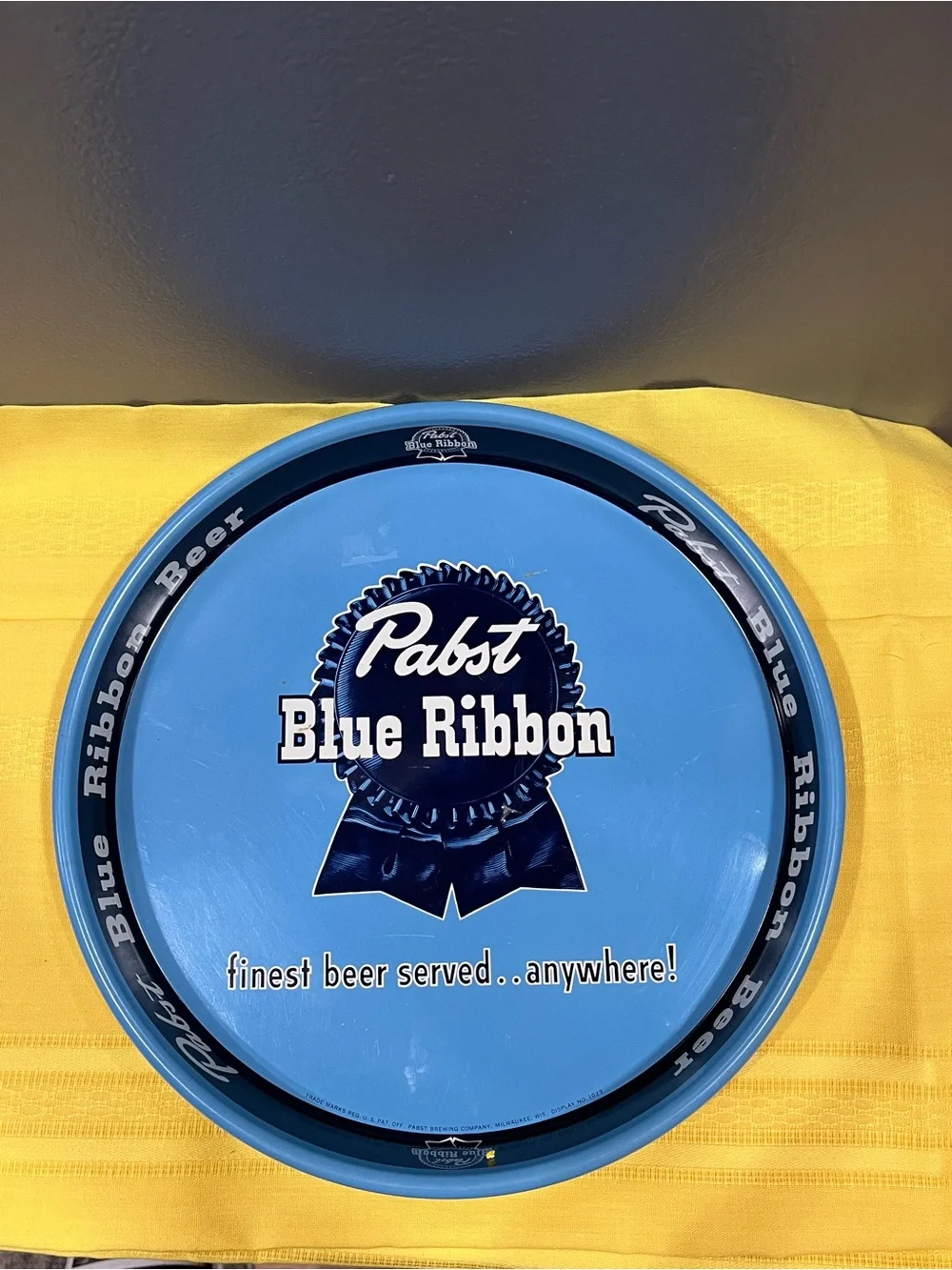 VTG Pabst Blue Ribbon Metal Beer Serving Tray PBR Man Cave Bar